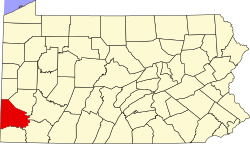 Location of Washington County in Pennsylvania