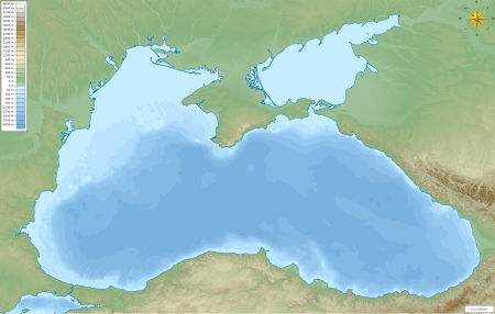 Лебада-Захід. Карта розташування: Чорне море