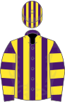 Purple and yellow stripes, hooped sleeves