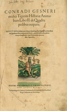 Voorblad van Historiae animalium : Liber II de quadrupedibus oviparis (1554)