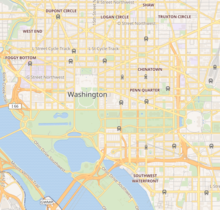 Map showing the location of Vietnam Veterans Memorial