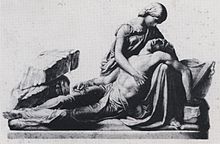 Pieta néo-classique d'une femme tenant sur ses genoux le corps d'un homme.