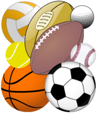 A collection of balls used in various sports