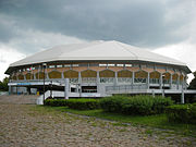 Outdoor view of the Makomanai Ice Arena in Sapporo