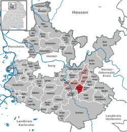 Elhelyezkedése Baden-Württemberg térképén