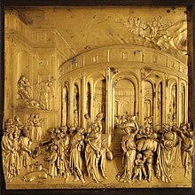 Bronze bas-relief depicting a scene from the life of Joseph