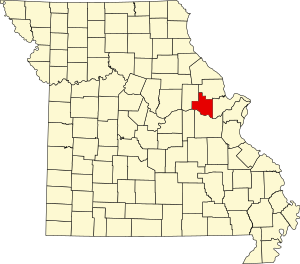 Map of Missouri highlighting Warren County