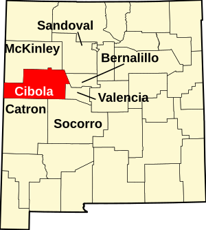 Map of New Mexico highlighting Cibola County