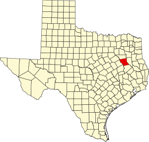 Map of Texas highlighting Anderson County