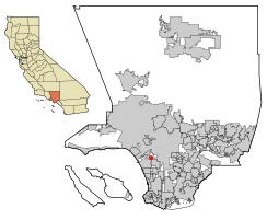 Location of Ladera Heights in Los Angeles County, California.