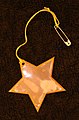 Star-shaped safety reflector with string and safety pin