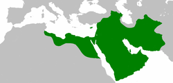 Nhà Rashidun vào thời điểm rộng nhất dưới triều Uthman, năm 654.