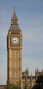 The Clock Tower of the Palace of Westminster, colloquially known as "Big Ben", in Westminster, London.