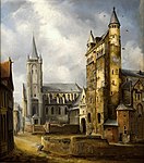 Sint-Nicolaaskerk en Onze-Lieve-Vrouwekerk, olieverf, vóór 1837