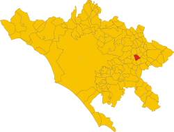 Location of Pisoniano in the Metropolitan City of Rome Capital