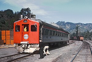 Northwestern Pacific Railroad train at Dos Rios in 1971