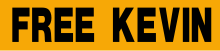 Black sans serif text "FREE KEVIN" on a yellow background