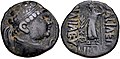 Кушанская копия монеты греко-бактрийского царя Гелиокла
