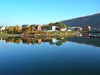 View from Ranfjorden of Moholmen, the oldest part of Mo i Rana.