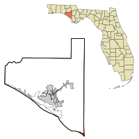 Location within Bay County and Florida