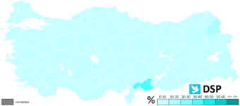 Stimmenanteile der Bürgermeisterkandidaten der DSP nach Provinzen.