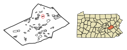 Location of Mahanoy City in Schuylkill County, Pennsylvania.