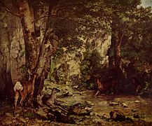 Ciervos en la fuente de Plaisir, de Courbet (1866).