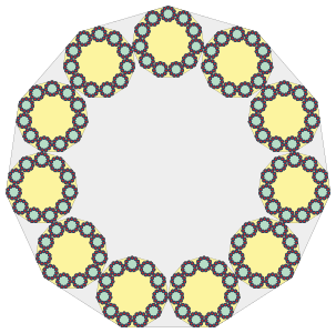 The first four iterations of the hendecaflake or 11-flake.