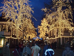 Julbelysning på Liseberg.