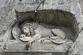 Monumento a los guardias suizos o monumento del león (Löwendenkmal) en Lucerna, de Thorwaldsen (1819).