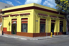 A chamfered sidewalk street corner in historic Ponce, Puerto Rico