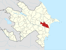 Map of Azerbaijan showing Hajigabul District