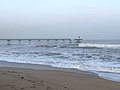 El pont del Petroli de Badalona després del temporal.