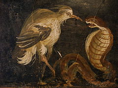 Garza y cobra, fresco pompeyano (45-79 después de Cristo).