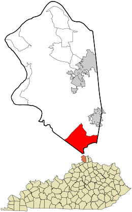 Location within Boone County and the state of Kentucky