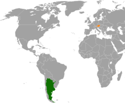 Map indicating locations of Argentina and Austria