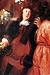 Buxtehude op viola da gamba. Detail oet 't sjèlderij Allegorie op de vrundsjap vaan Johannes Voorhout.