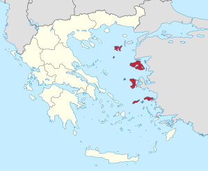 Lage der Region Nördliche Ägäis innerhalb Griechenlands