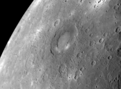 A photo of Mercury with Rachmaninoff crater centered