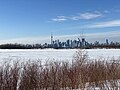 The Leslie Spit in winter looking towards downtown Toronto.