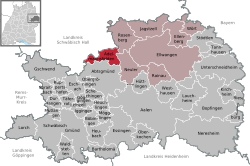 Elhelyezkedése Baden-Württemberg térképén