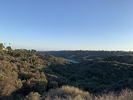 The Reservoir as seen from the Stone Canyon Overlook off of Mulholland Drive.