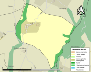 Carte en couleurs présentant l'occupation des sols.