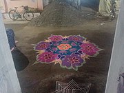 Coloured kolam in Attur