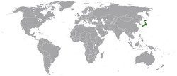 JapanとEswatiniの位置を示した地図