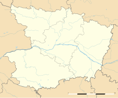 Mapa konturowa Maine i Loary, na dole po prawej znajduje się punkt z opisem „Vaudelnay”