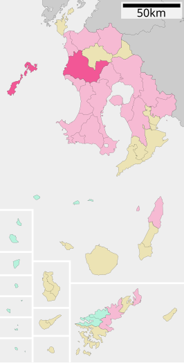 Situering van Satsumasendai in de prefectuur Kagoshima