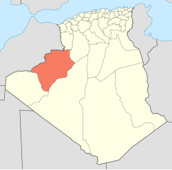 Map of Algeria highlighting Béchar