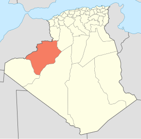 Harta provinciei Béchar în cadrul Algeriei