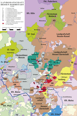 Hessen-Darmstadts placering